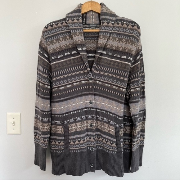 Eddie Bauer Womens Shawl Collar Cardigan Size XXL Fair Isle Button Down Pockets - Picture 1 of 10